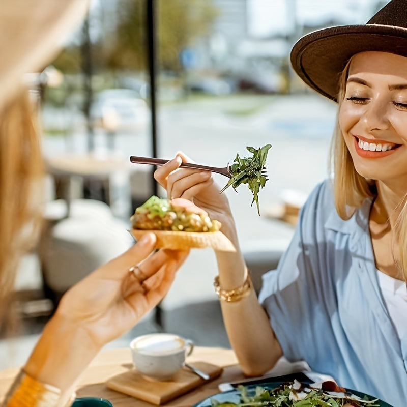 Japanese Wood Forks\u002F1\u002F2\u002F4pcs 9in Salad Dinner Wooden Forks Set\u002FReusable Handmade Natural Wood Flatware Set for Pasta, Fruit, Salad, Noodles