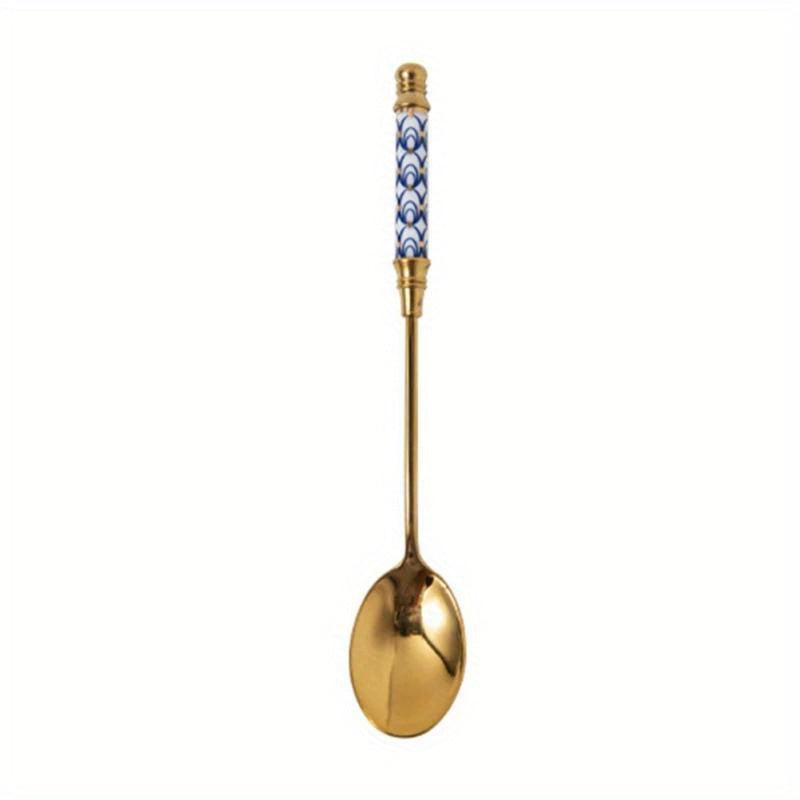Golden Ceramic Spoon 1pc Golden Ceramic Long Handle Spoon