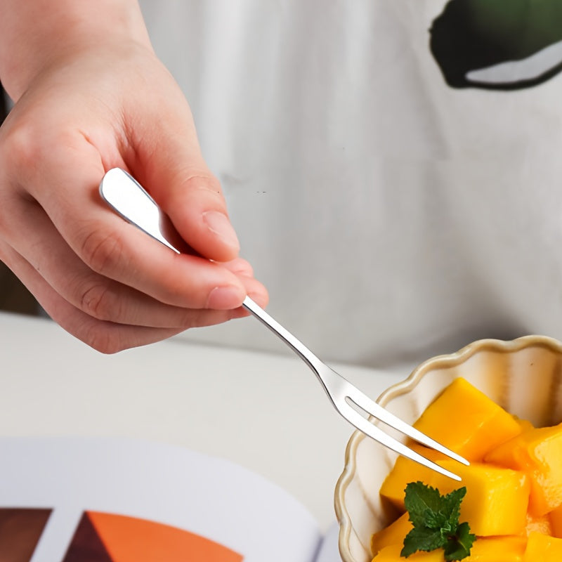 3pcs Stainless Steel Dessert Forks, Fruit Tasting Forks, Nut Forks, Small Size Salad Forks, Multifunctional Cutlery Set, Kitchen Supplies