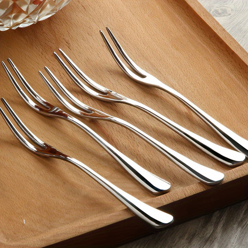 3pcs Stainless Steel Dessert Forks, Fruit Tasting Forks, Nut Forks, Small Size Salad Forks, Multifunctional Cutlery Set, Kitchen Supplies