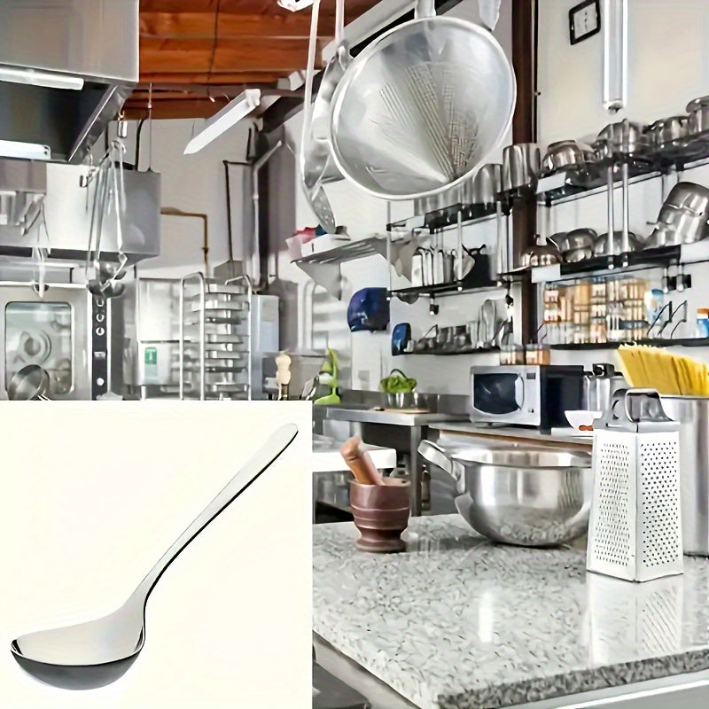 Durable Stainless Steel Soup Spoons with Long Handles Available in Sets of 4