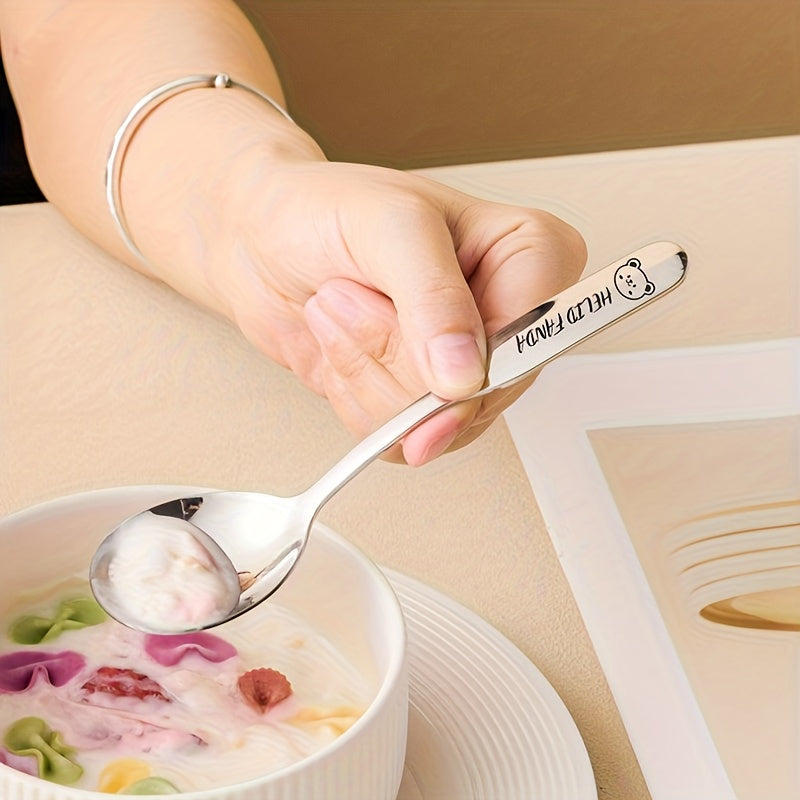 Personalized Custom Name\u002FText - Cute Animal Spoon - Heavy-Duty 316 Stainless Steel Soup