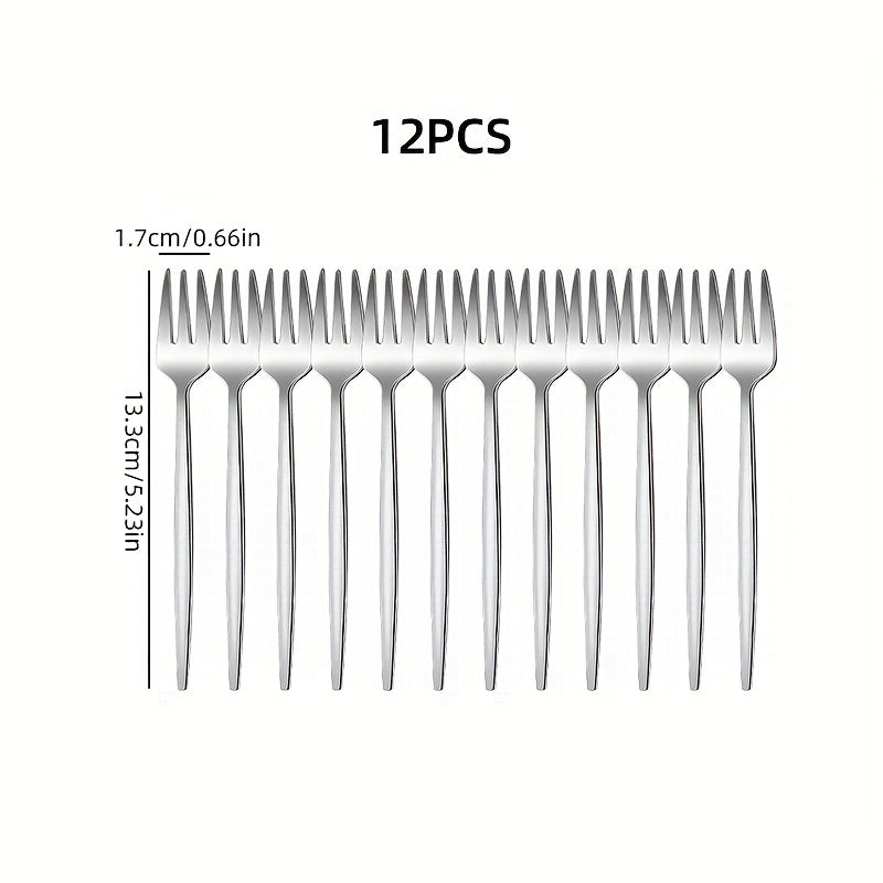 Kitchen Utensils 1\u002F4\u002F8\u002F12\u002F24pcs Stainless Steel Small Fruit Forks | Western-style Tableware Set for Home Kitchen, Restaurant, Hotel, Wedding, Christmas Gifts