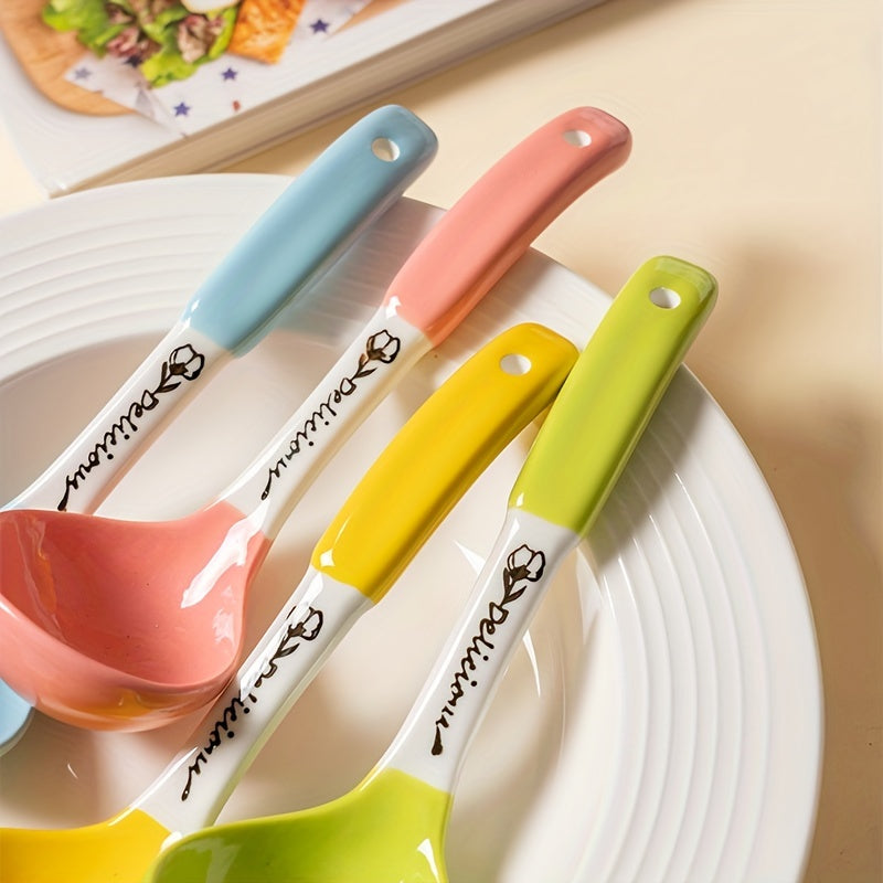 4pcs, Soup Spoon, Ceramic Soup Spoon, Cute Ceramic Soup Spoon
