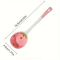 Kawaii Strawberry Ceramic Soup Spoon, Cute Korean Ice Cream & Dessert Spoon with Long Handle