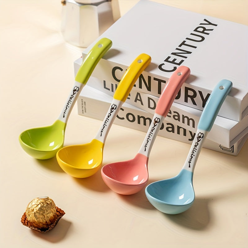 4pcs, Soup Spoon, Ceramic Soup Spoon, Cute Ceramic Soup Spoon