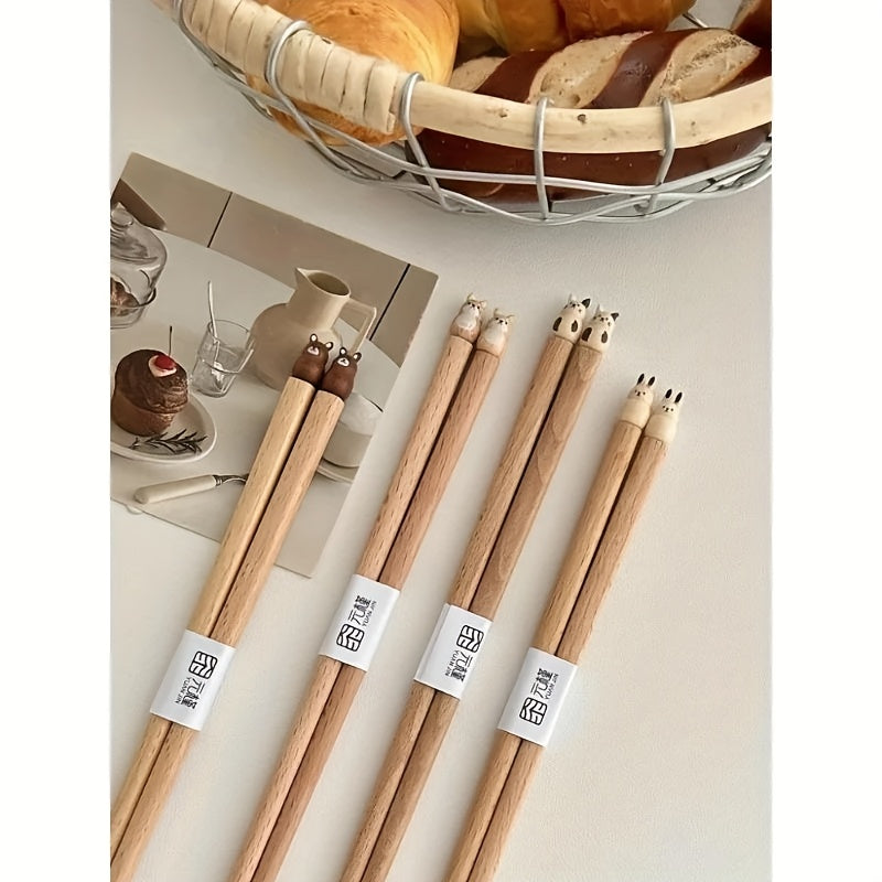 Unique 3D Animal Chopsticks - Hand-carved beech chopsticks for sushi and cutlery sets,  Artistic Utensils