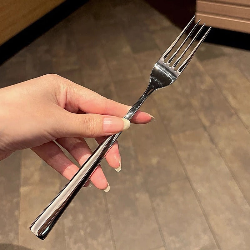 Heavy-Duty Korean-Style Long Handle Fork - 304 Stainless Steel Pasta & Salad Utensil with Elegant Korean Niche Design, Durable - Fork Suitable for, Restaurants, Ideal Gift for Men & Women (Men' & Women')
