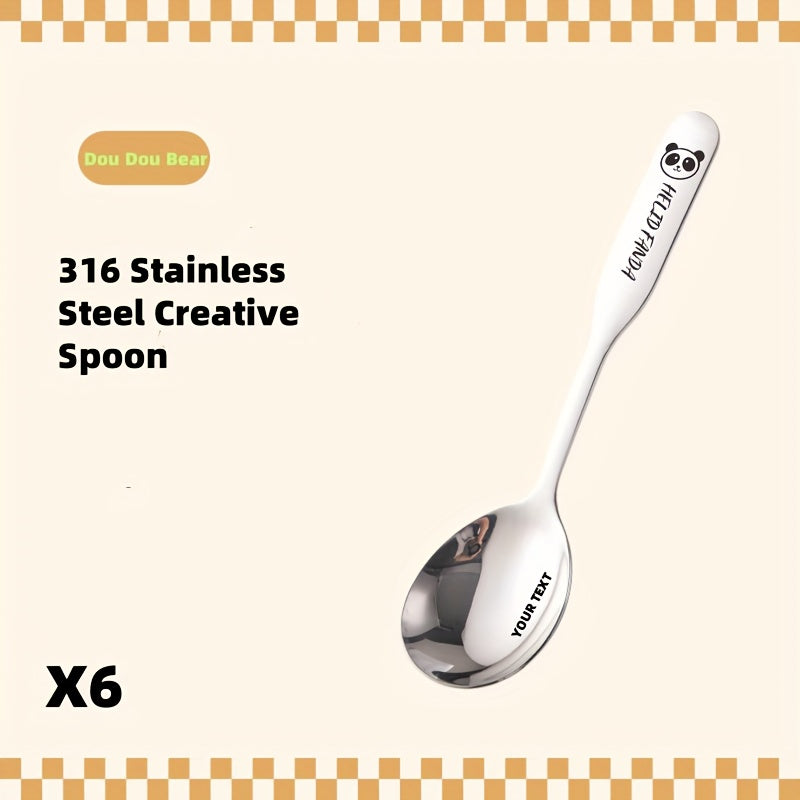 Personalized Custom Name\u002FText - Cute Animal Spoon - Heavy-Duty 316 Stainless Steel Soup