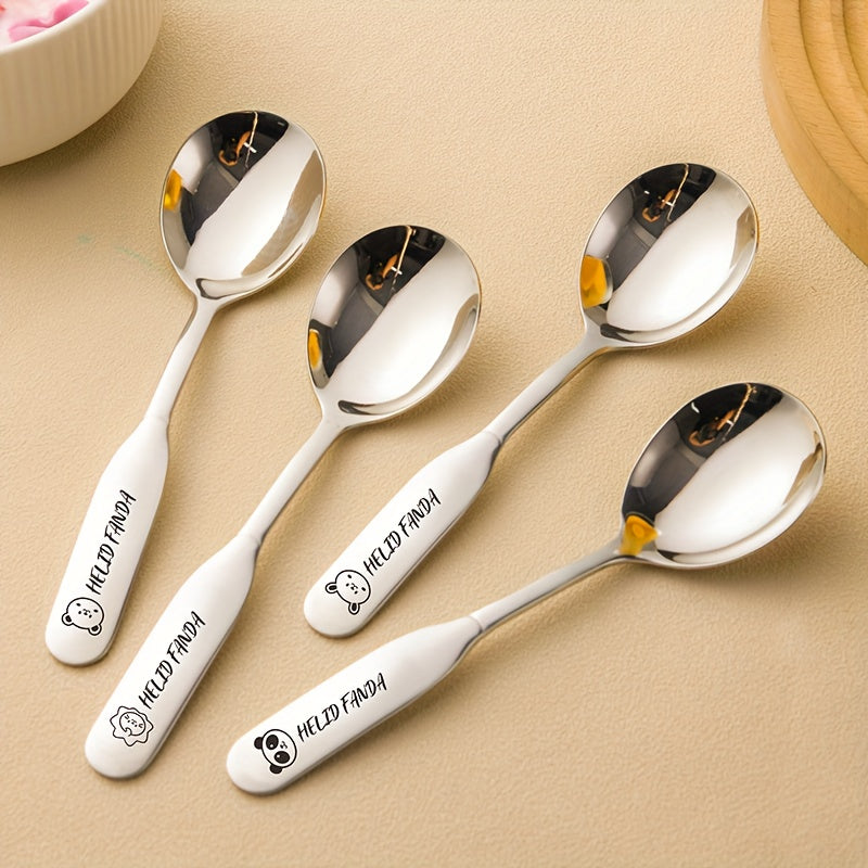 Personalized Custom Name\u002FText - Cute Animal Spoon - Heavy-Duty 316 Stainless Steel Soup