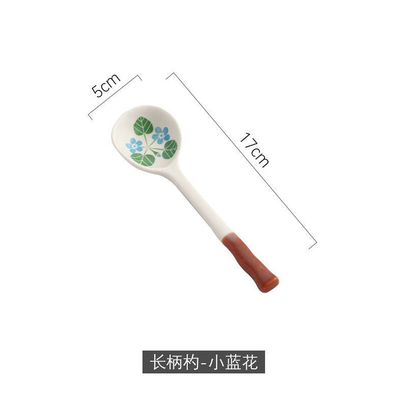 Ceramic Spoon High Aesthetic Soup Spoon Household Soup Drinking Spoon Rice Long Handle Cute Quirky
