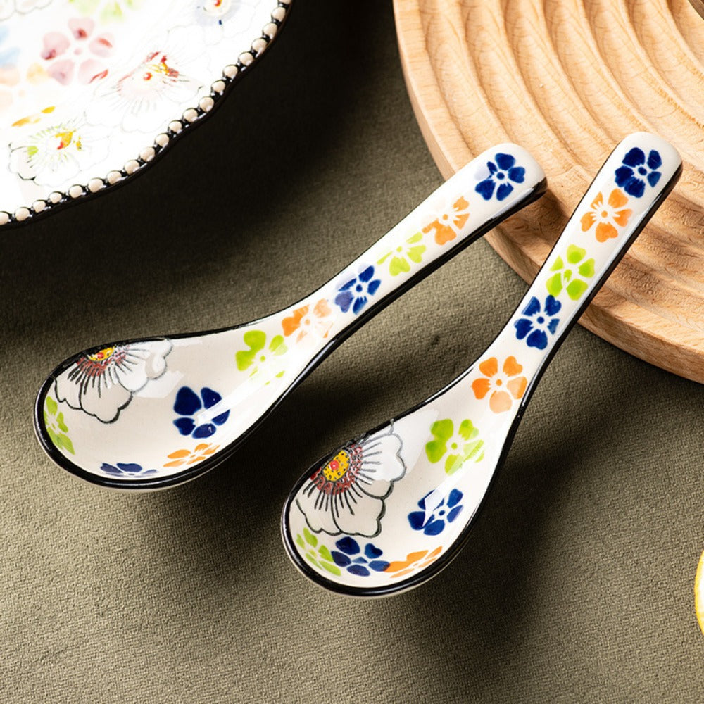 Ceramic Spoons - Heavy-Duty Heat-Resistant Soup Spoons Suitable for Noodles