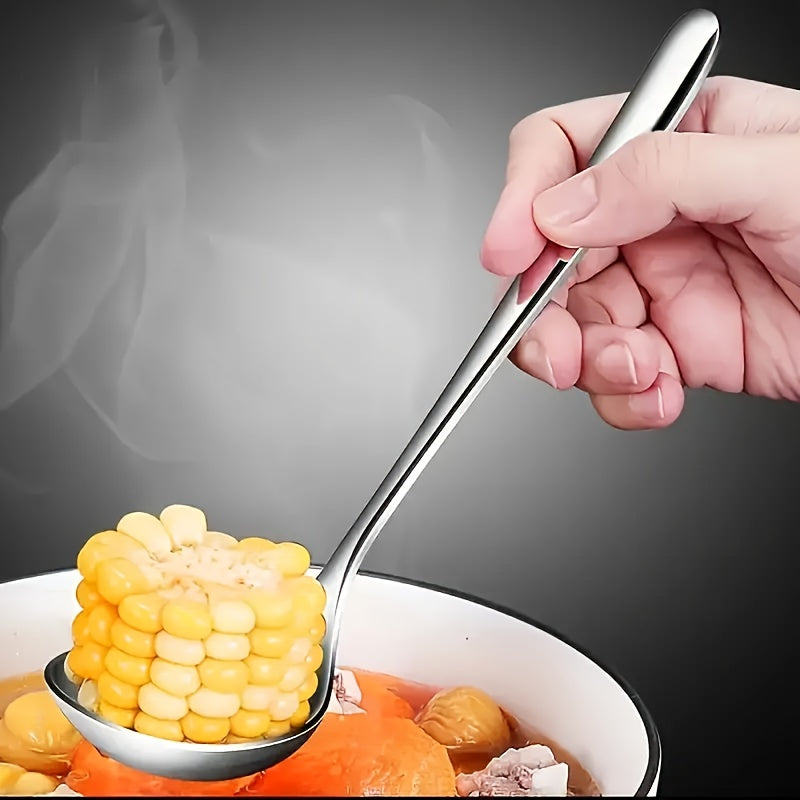 Durable Stainless Steel Soup Spoons with Long Handles Available in Sets of 4