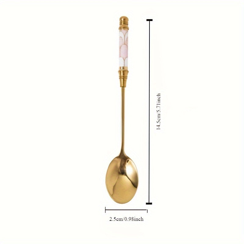 Golden Ceramic Spoon 1pc Golden Ceramic Long Handle Spoon
