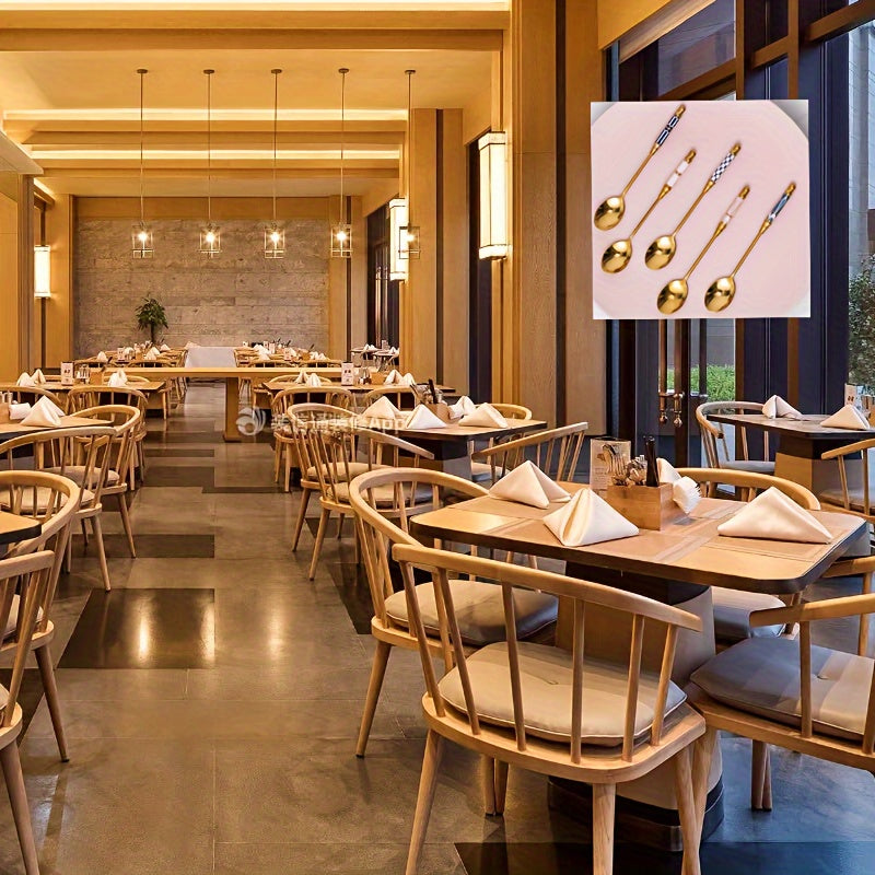 Golden Ceramic Spoon 1pc Golden Ceramic Long Handle Spoon