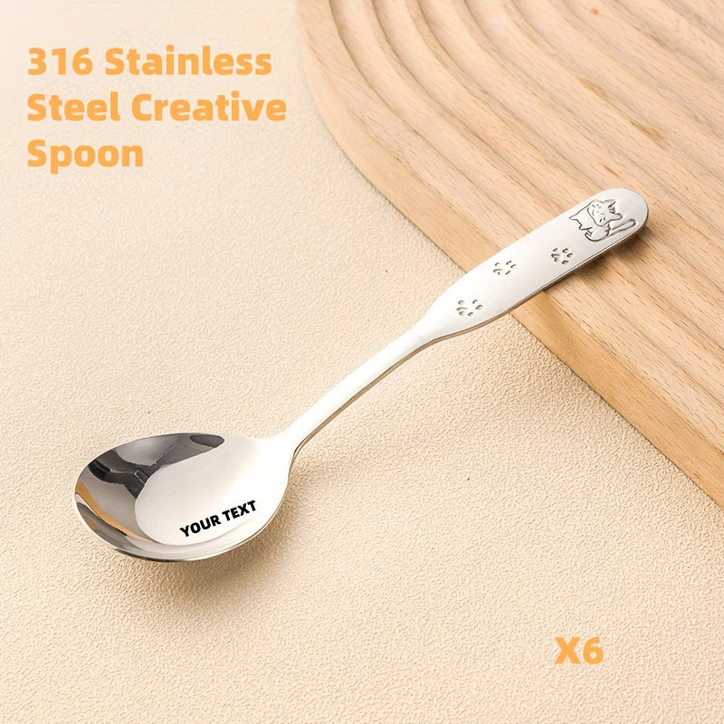 Personalized Custom Name\u002FText - Cute Animal Spoon - Heavy-Duty 316 Stainless Steel Soup
