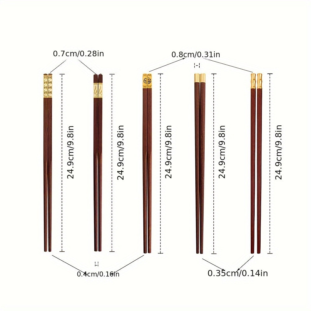5\u002F6\u002F8 Pairs Red Sandalwood Chopsticks, Home Chopsticks Set, Family Gifts, Holiday Chopsticks, Reusable Kitchen Utensils, Wooden Chopsticks, For Home Kitchen Restaurant, New Year Supplies