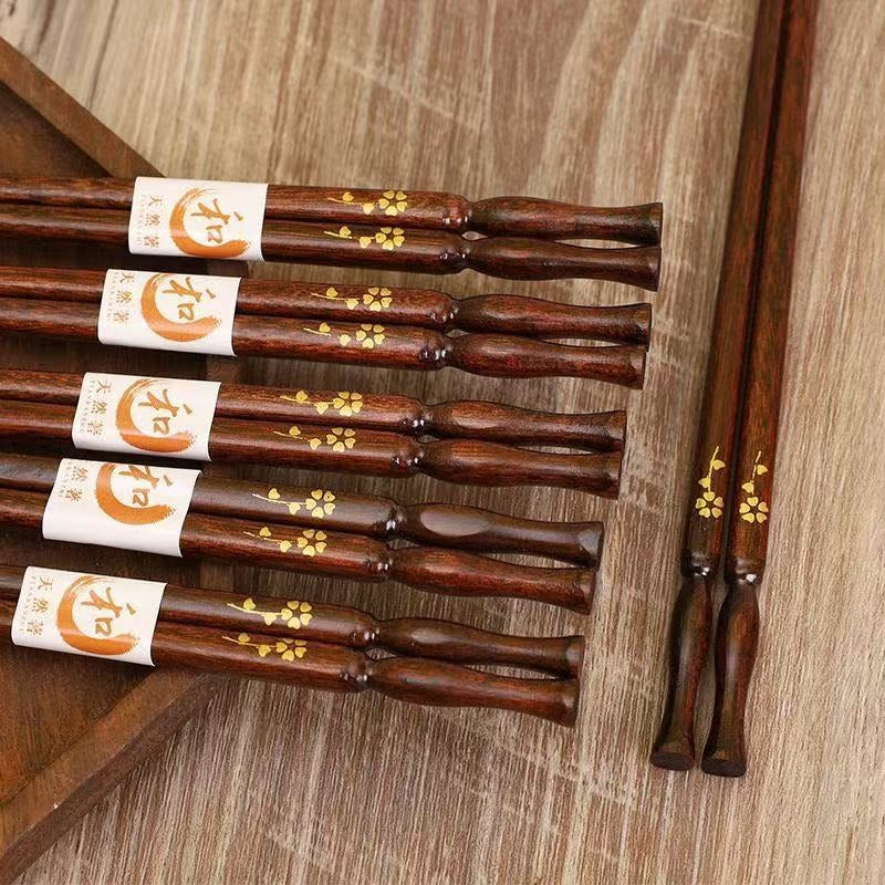 5-10 Pairs Natural Solid Wood Chopsticks | Household Square Head, Family Anti-Mildew and Non-Slip Log Chopsticks, Korean Internet Celebrities Wholesale