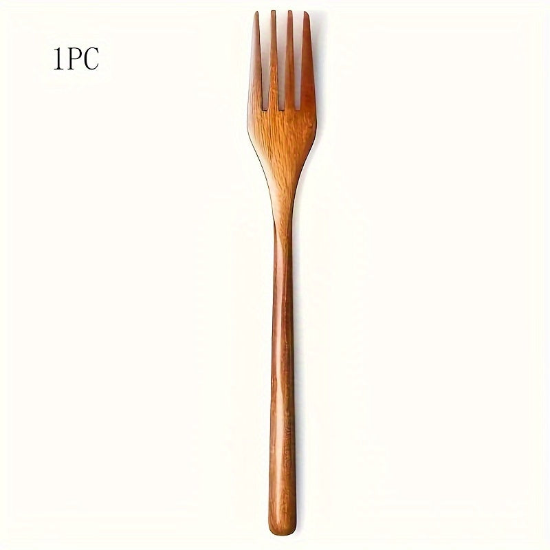 Japanese Wood Forks\u002F1\u002F2\u002F4pcs 9in Salad Dinner Wooden Forks Set\u002FReusable Handmade Natural Wood Flatware Set for Pasta, Fruit, Salad, Noodles