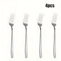 4\u002F8pcs of Silvery stainless steel Korean fork, salad fork, mirror-polished, dishwasher washable, perfect for families, ramen shops, parties, and Korean restaurants (7.56 inches long)