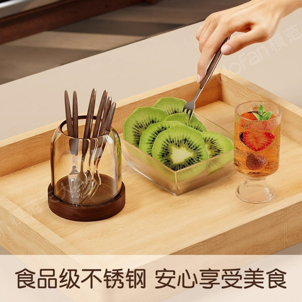 Elegant Glass Dessert Jar Elegant 1-Set Glass Cake & Dessert Serving Jar with Stainless Steel Forks | Glass Dessert Jars for Weddings, Birthdays, Parties - Cake Display Container for Cakes, Fruits, Pastries