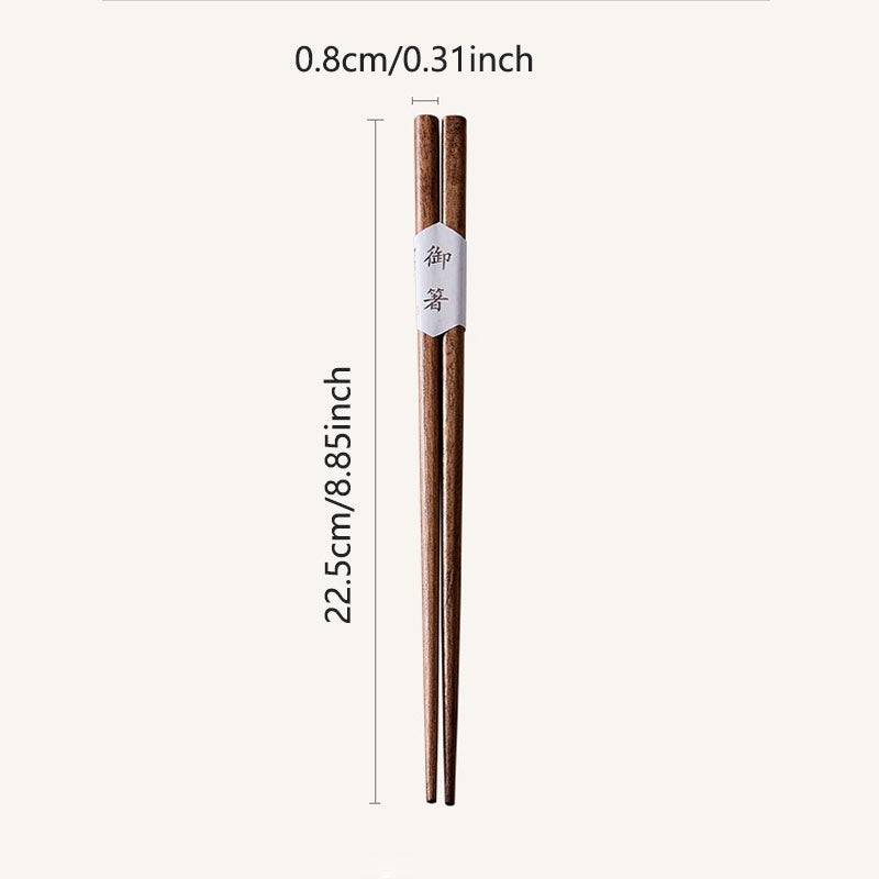 Natural Black Walnut Wooden Chopsticks | High-End Household, Spaghetti and Kitchen Cooking, Square, Solid Wood Non-Slip, Wooden Tableware, Kitchen Utensils