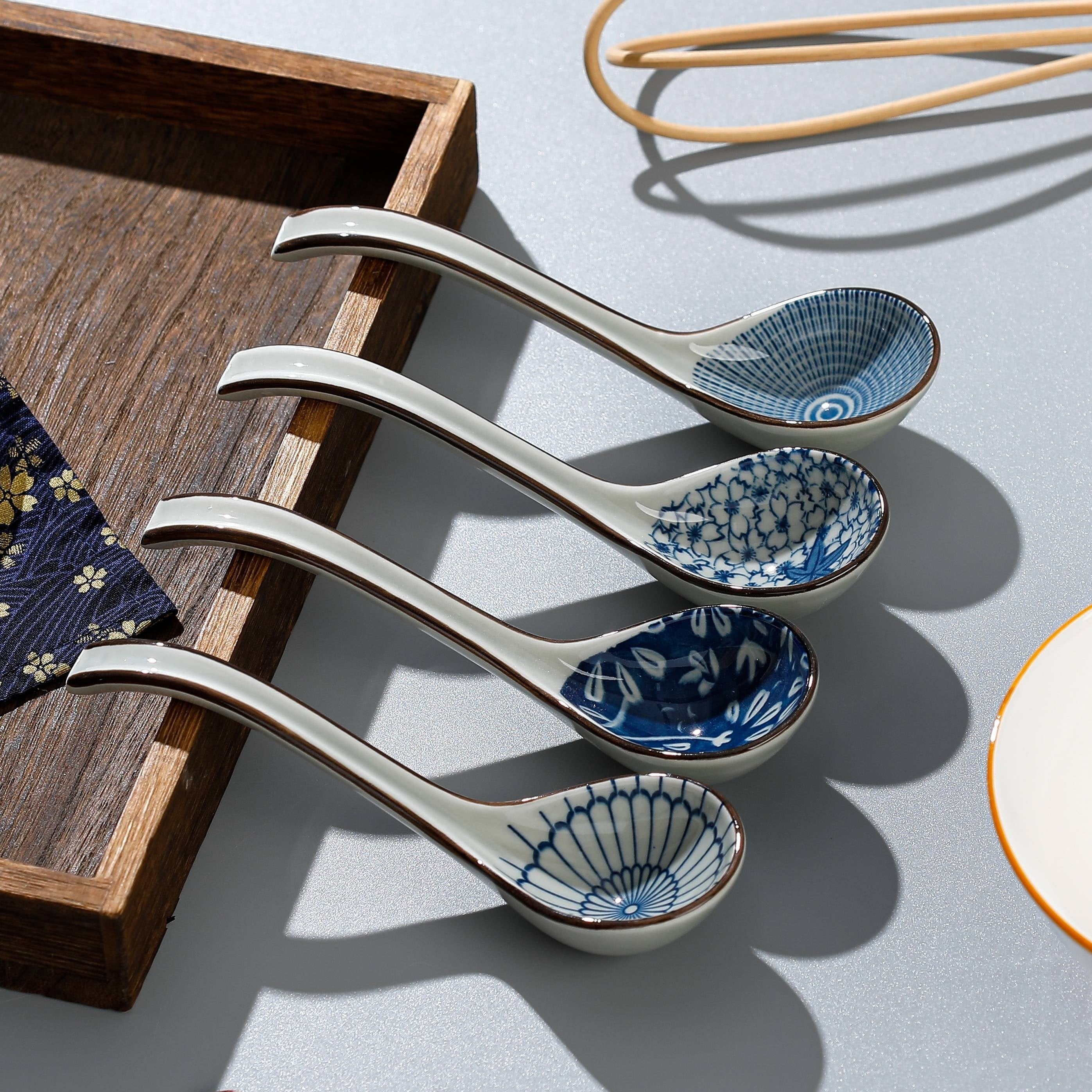 Set of 4 Ceramic Soup Spoons for Home Use, Ideal for Serving Soup And Porridge