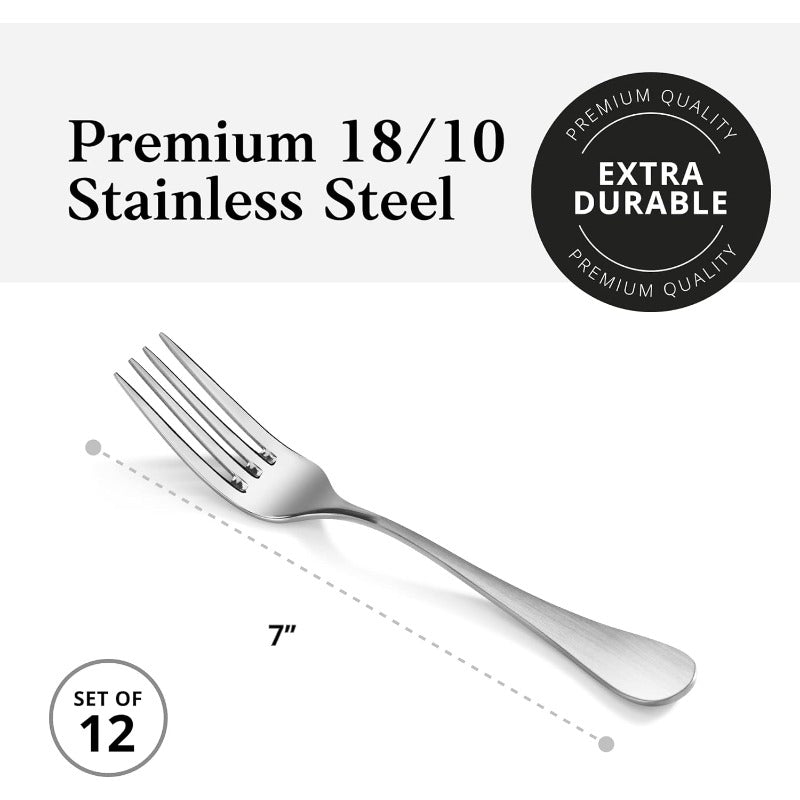 Rain 18 10 Stainless Steel Matte Salad Fork (12pcs), Kitchen Utensils, Food Prep Tools, Minimalist Design, Modern Cutlery, Rustresistant Fork, Durable Cutlery, Multipiece Fork