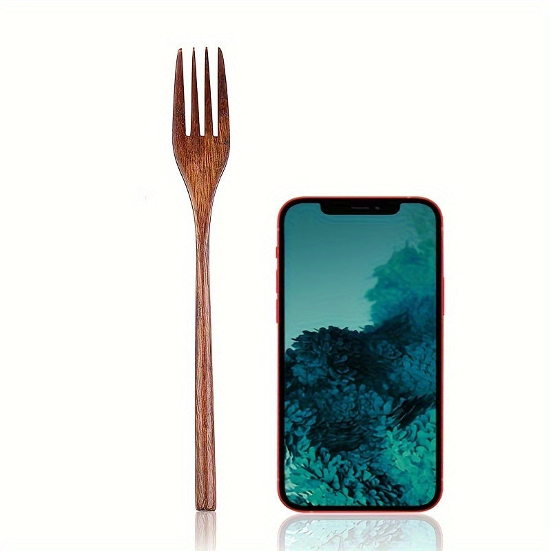 Japanese Wood Forks\u002F1\u002F2\u002F4pcs 9in Salad Dinner Wooden Forks Set\u002FReusable Handmade Natural Wood Flatware Set for Pasta, Fruit, Salad, Noodles