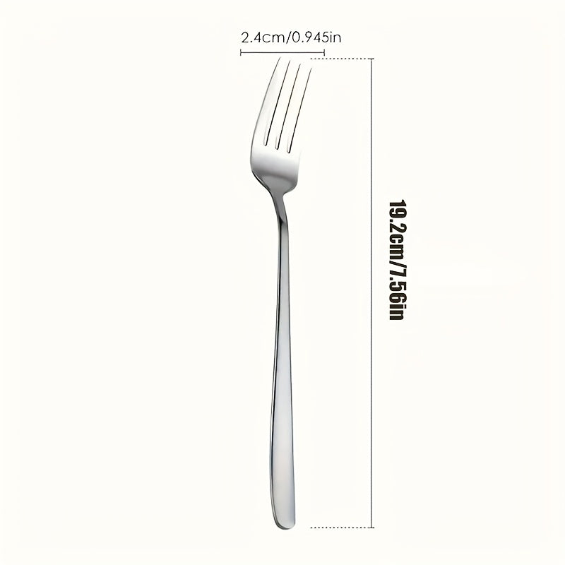 4\u002F8pcs of Silvery stainless steel Korean fork, salad fork, mirror-polished, dishwasher washable, perfect for families, ramen shops, parties, and Korean restaurants (7.56 inches long)