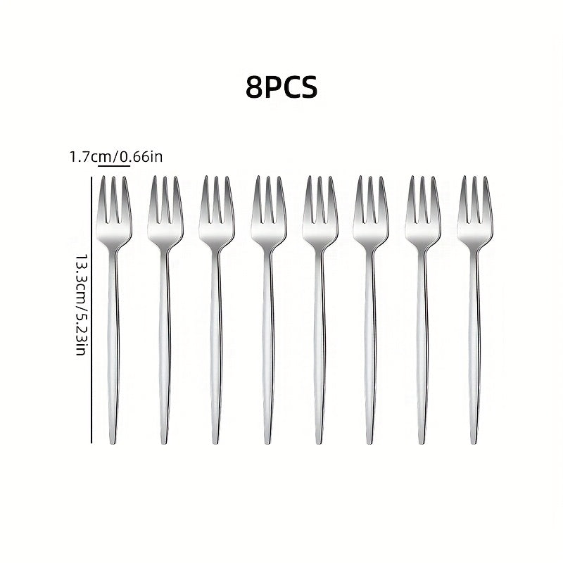 Kitchen Utensils 1\u002F4\u002F8\u002F12\u002F24pcs Stainless Steel Small Fruit Forks | Western-style Tableware Set for Home Kitchen, Restaurant, Hotel, Wedding, Christmas Gifts
