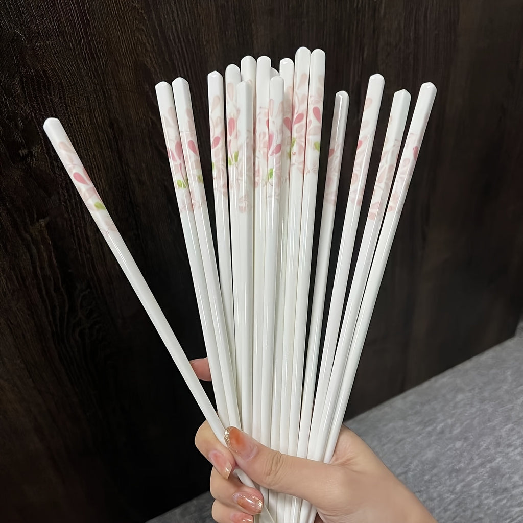 4\u002F10 Double Ceramic Chopsticks with Seasonal Floral Patterns, Aesthetically Pleasing, Non-Slip, Heat-Resistant, Clean And Hygienic, Easy to Wash, Suitable for Family Dining, Table Additions