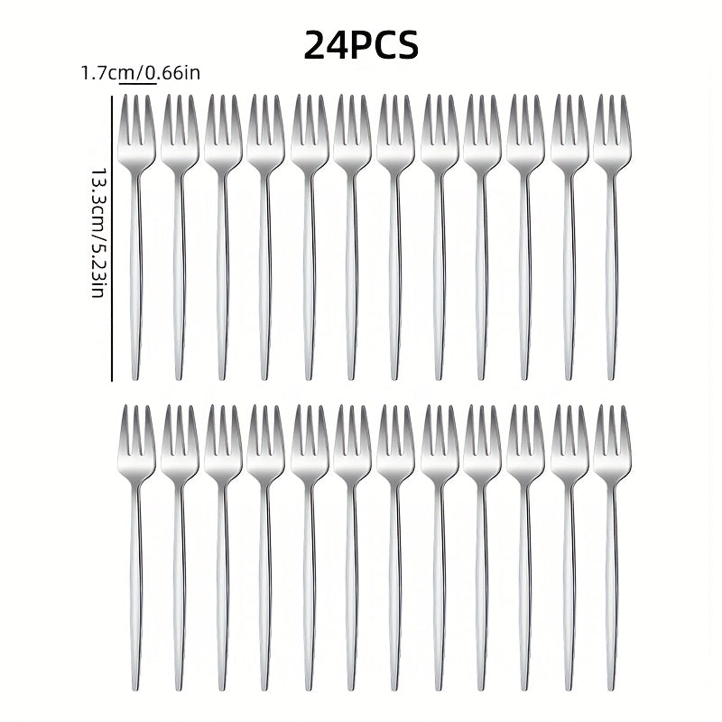 Kitchen Utensils 1\u002F4\u002F8\u002F12\u002F24pcs Stainless Steel Small Fruit Forks | Western-style Tableware Set for Home Kitchen, Restaurant, Hotel, Wedding, Christmas Gifts