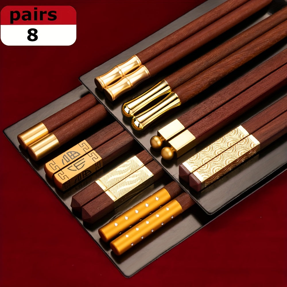 5\u002F6\u002F8 Pairs Red Sandalwood Chopsticks, Home Chopsticks Set, Family Gifts, Holiday Chopsticks, Reusable Kitchen Utensils, Wooden Chopsticks, For Home Kitchen Restaurant, New Year Supplies