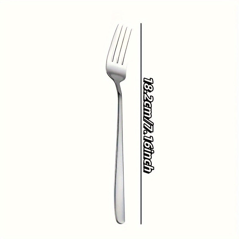 Set of 6 Stainless Steel Korean-Style Dining Forks, Mirror Polished, Dishwasher Safe, Suitable for Home And Restaurant Use