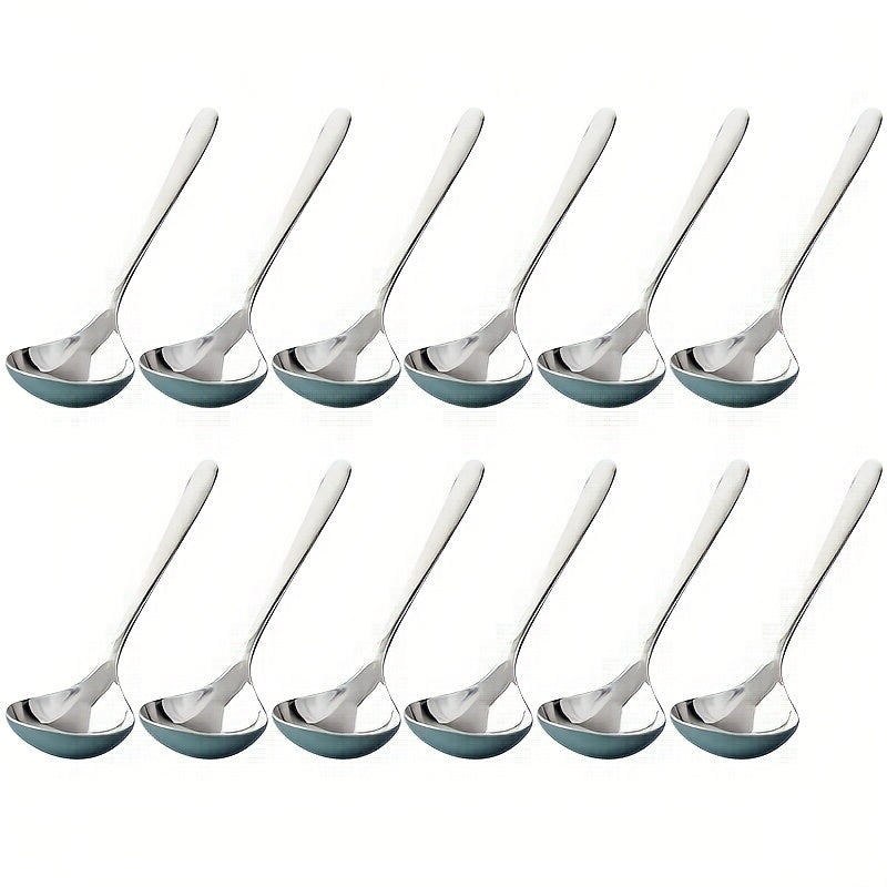 Durable Stainless Steel Soup Spoons with Long Handles Available in Sets of 4