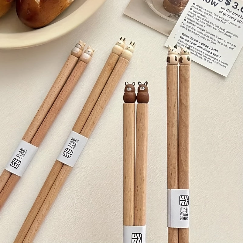 Unique 3D Animal Chopsticks - Hand-carved beech chopsticks for sushi and cutlery sets,  Artistic Utensils