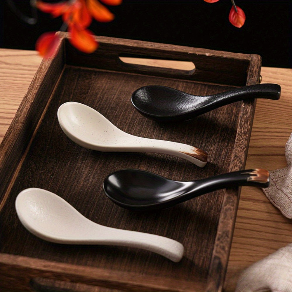 Ceramic soup spoons, creative and cute Japanese-style tableware for family use