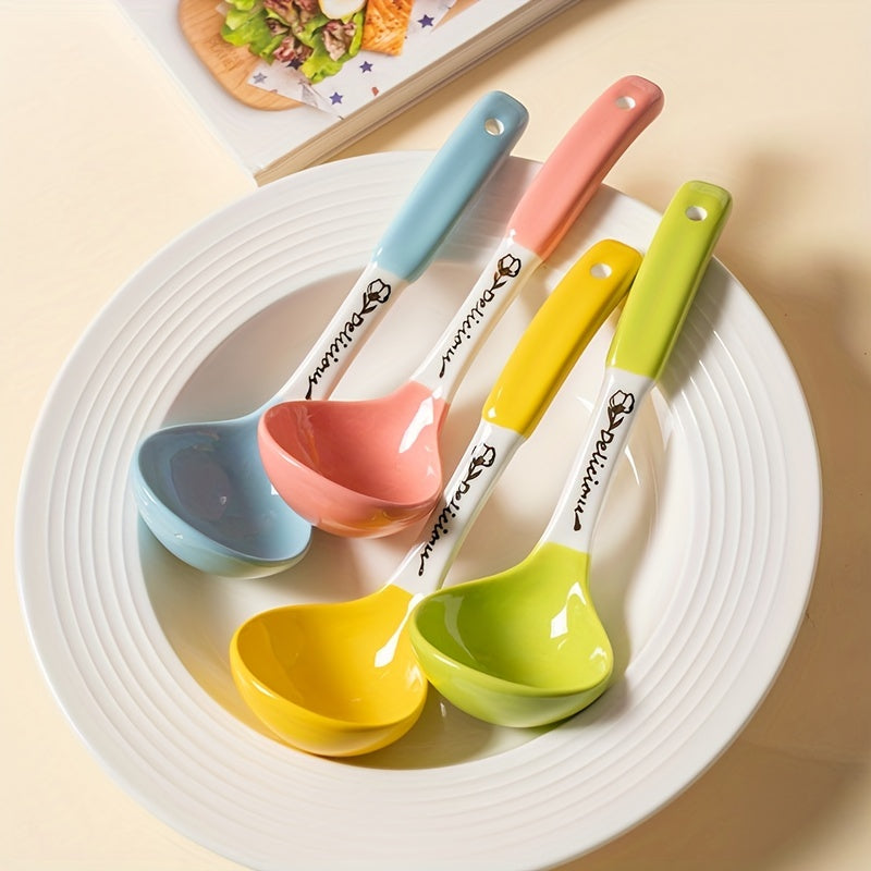 4pcs, Soup Spoon, Ceramic Soup Spoon, Cute Ceramic Soup Spoon