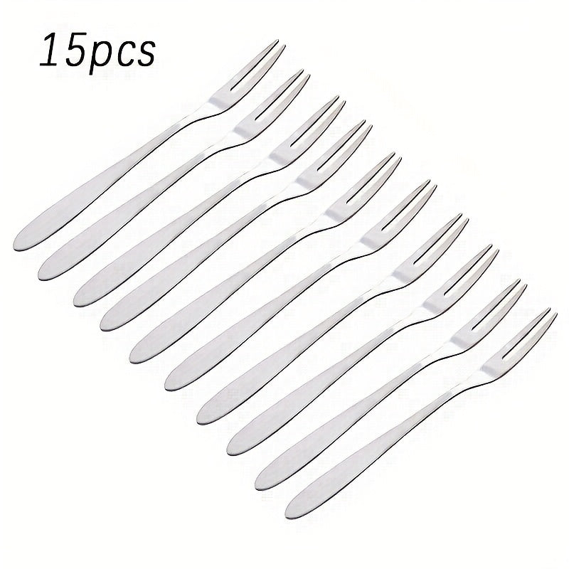 Cocktail Additions Forks 15pcs Stainless Steel Fruit Forks | Perfect for Parties, Weddings, Cocktails, Appetizers, Events