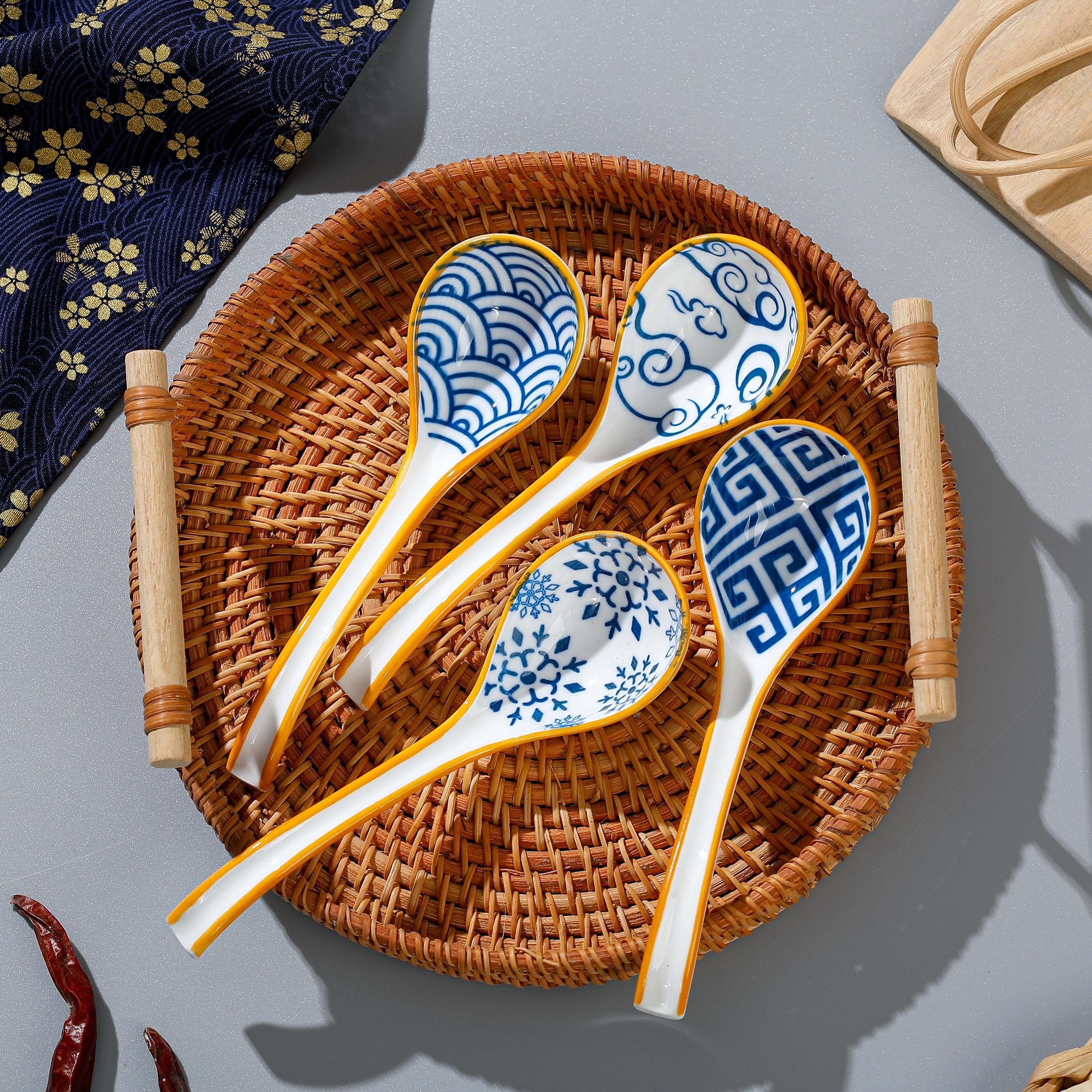 Set of 4 Ceramic Soup Spoons for Home Use, Ideal for Serving Soup And Porridge