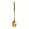 Golden Ceramic Spoon 1pc Golden Ceramic Long Handle Spoon