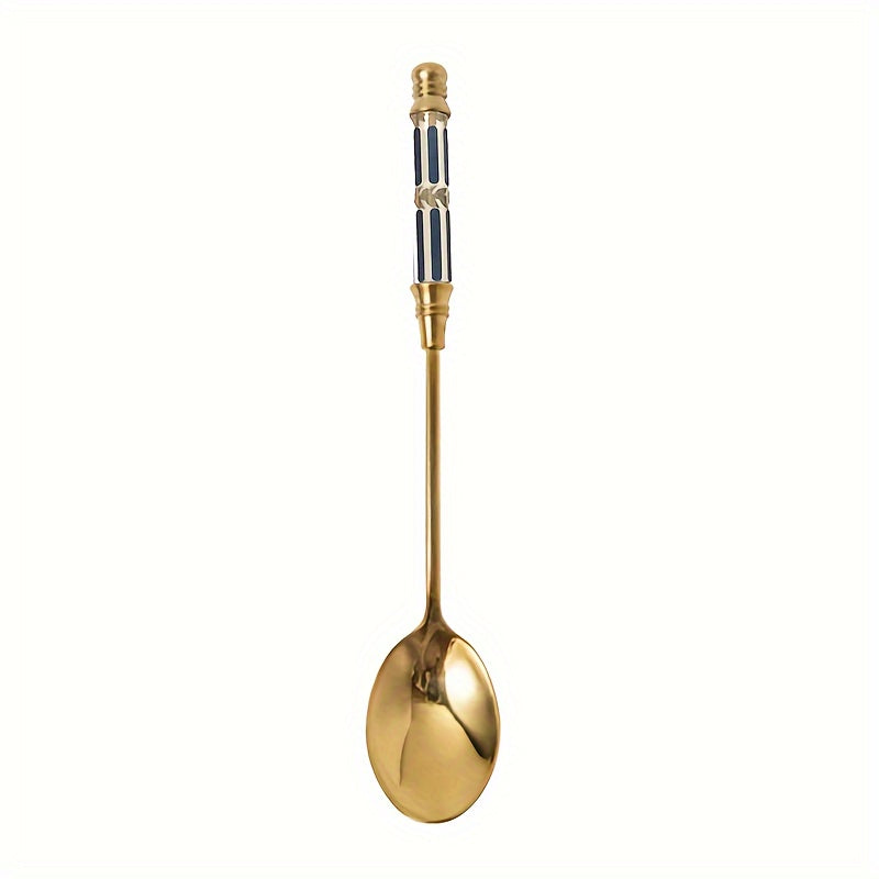 Golden Ceramic Spoon 1pc Golden Ceramic Long Handle Spoon