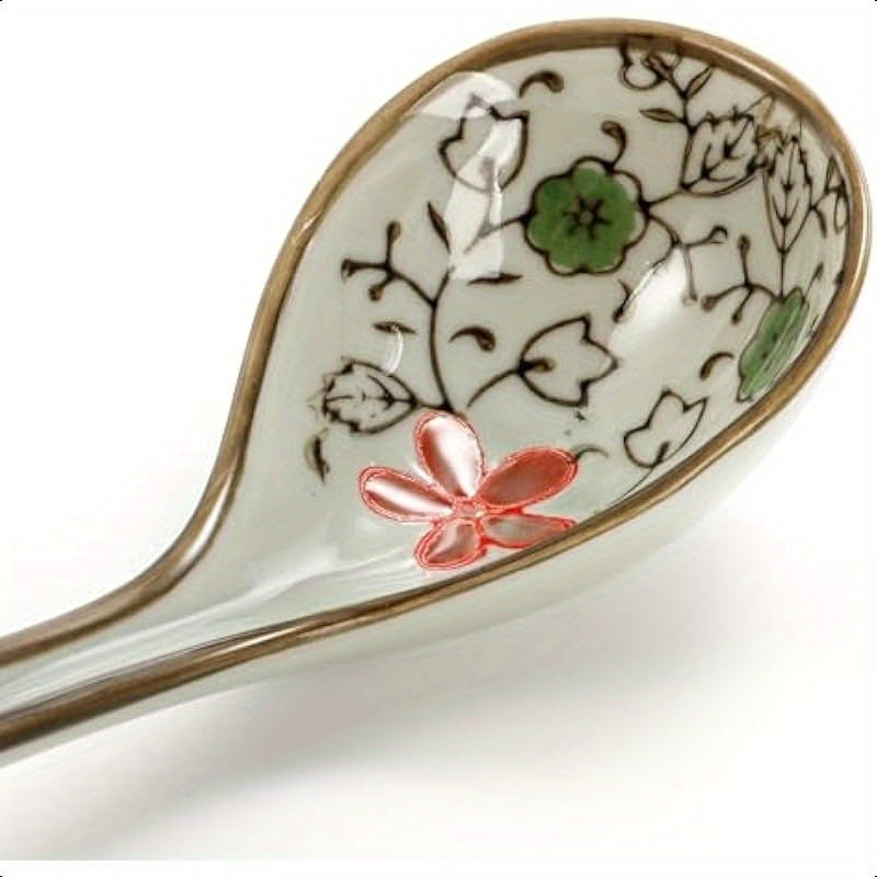 8pcs Asian Ceramic Soup Spoons Japanese Ramen Spoon with Long Curved Handle Chinese Soup