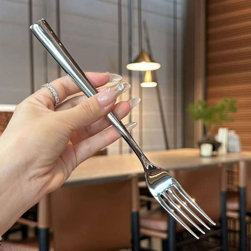 Heavy-Duty Korean-Style Long Handle Fork - 304 Stainless Steel Pasta & Salad Utensil with Elegant Korean Niche Design, Durable - Fork Suitable for, Restaurants, Ideal Gift for Men & Women (Men' & Women')