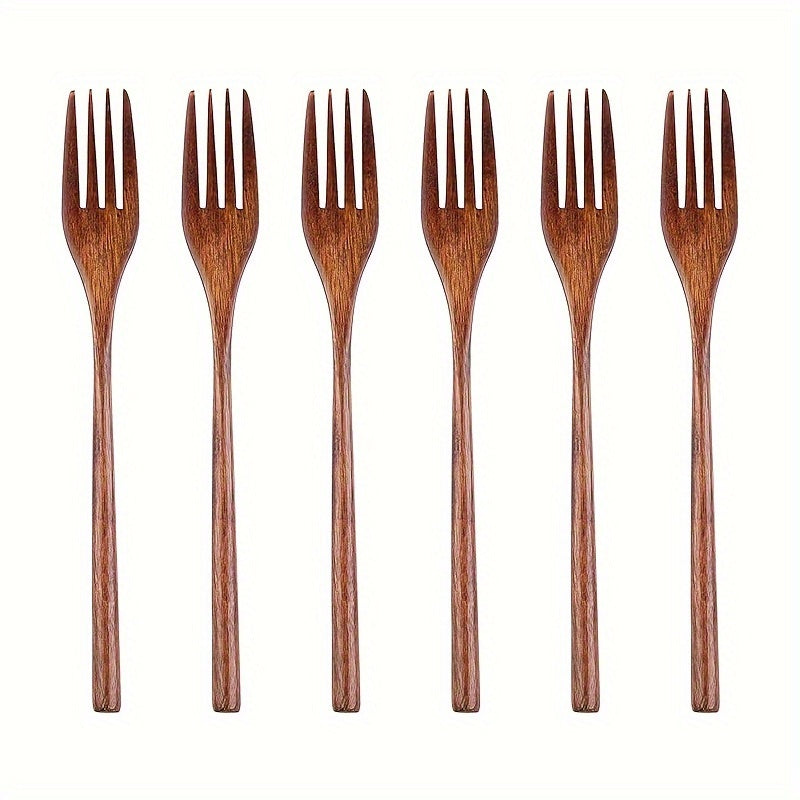 Japanese Wood Forks\u002F1\u002F2\u002F4pcs 9in Salad Dinner Wooden Forks Set\u002FReusable Handmade Natural Wood Flatware Set for Pasta, Fruit, Salad, Noodles