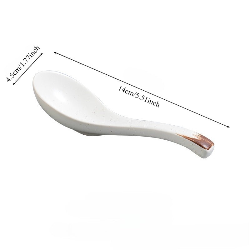 Ceramic soup spoons, creative and cute Japanese-style tableware for family use