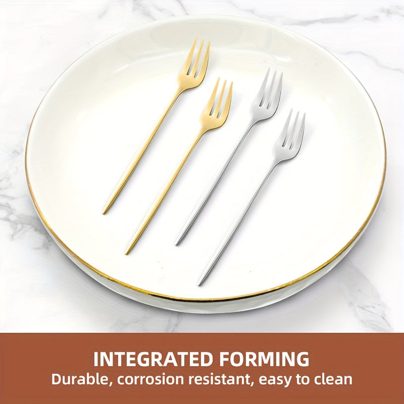 Kitchen Utensils 1\u002F4\u002F8\u002F12\u002F24pcs Stainless Steel Small Fruit Forks | Western-style Tableware Set for Home Kitchen, Restaurant, Hotel, Wedding, Christmas Gifts