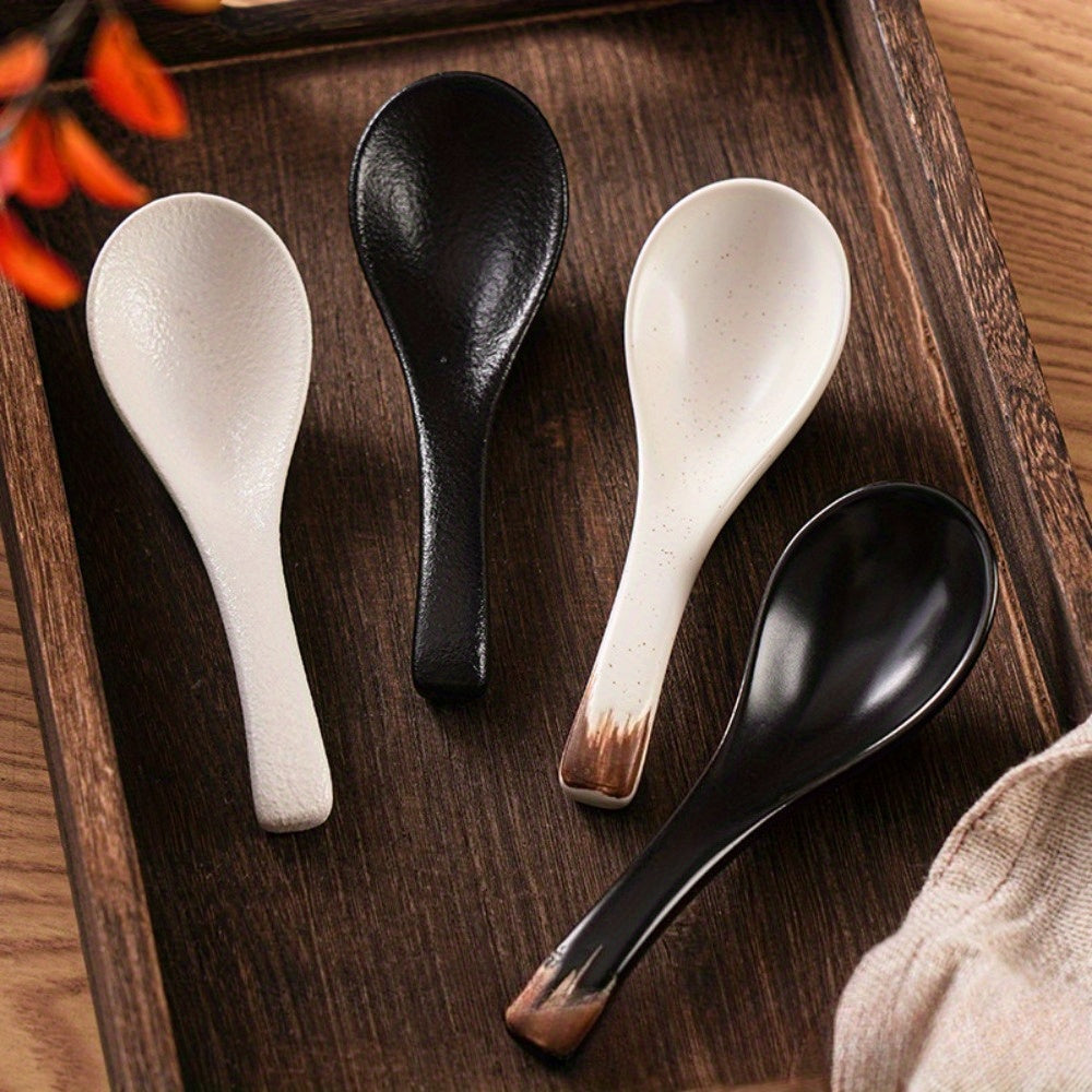Ceramic soup spoons, creative and cute Japanese-style tableware for family use
