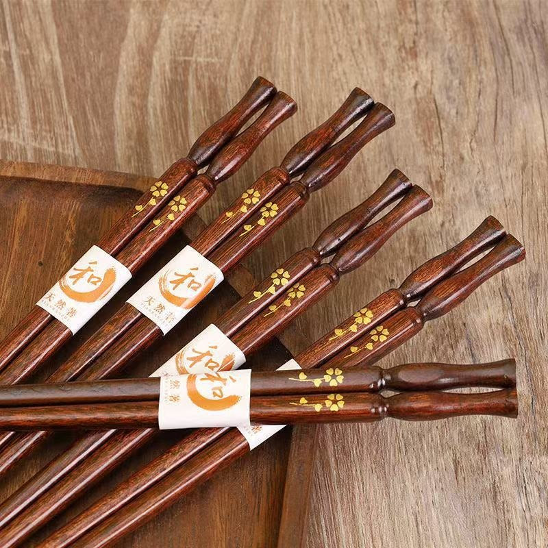 5-10 Pairs Natural Solid Wood Chopsticks | Household Square Head, Family Anti-Mildew and Non-Slip Log Chopsticks, Korean Internet Celebrities Wholesale